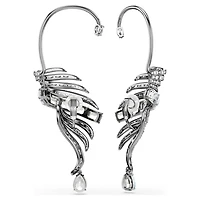 The Vienna Collection ear cuffs, Feather, Large, White, Ruthenium plated by SWAROVSKI