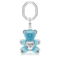 Teddy key ring, Bear, Blue, Rhodium plated by SWAROVSKI