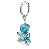 Teddy key ring, Bear, Blue, Rhodium plated by SWAROVSKI