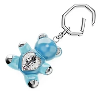 Teddy key ring, Bear, Blue, Rhodium plated by SWAROVSKI