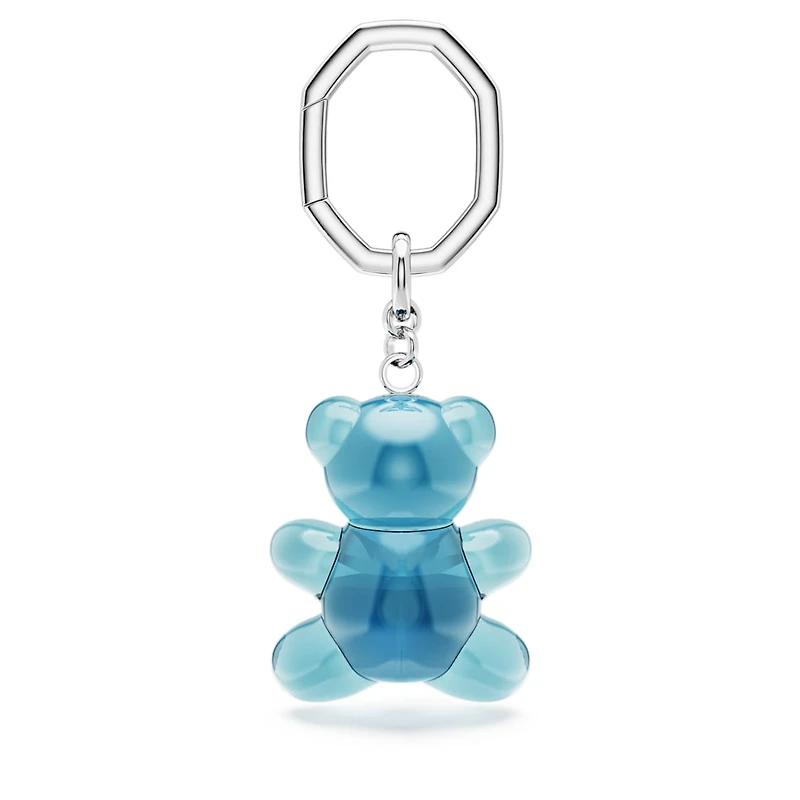Teddy key ring, Bear, Blue, Rhodium plated by SWAROVSKI
