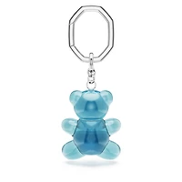 Teddy key ring, Bear, Blue, Rhodium plated by SWAROVSKI