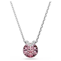 Bella V pendant, Round cut, Pink, Rhodium plated by SWAROVSKI