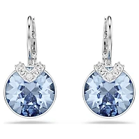 Bella V drop earrings, Round cut, Blue, Rhodium plated by SWAROVSKI