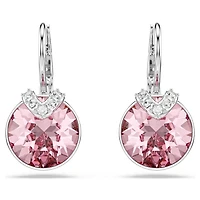 Bella V drop earrings, Round cut, Pink, Rhodium plated by SWAROVSKI