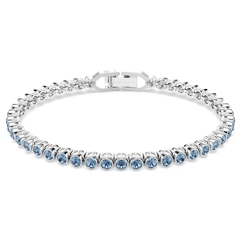 Imber Emily Tennis bracelet, Round cut, Blue, Rhodium plated by SWAROVSKI