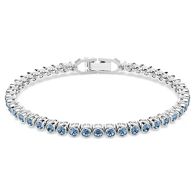 Imber Emily Tennis bracelet, Round cut, Blue, Rhodium plated by SWAROVSKI