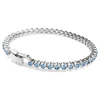 Imber Emily Tennis bracelet, Round cut, Blue, Rhodium plated by SWAROVSKI