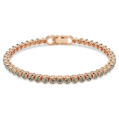 Imber Emily Tennis bracelet, Round cut, Black, Rose gold-tone plated by SWAROVSKI