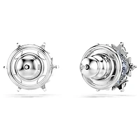 Magic stud earrings, Snowflake, Blue, Rhodium plated by SWAROVSKI