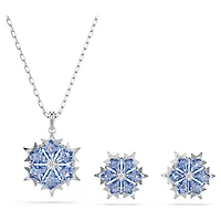 Magic set, Snowflake, Blue, Rhodium plated by SWAROVSKI