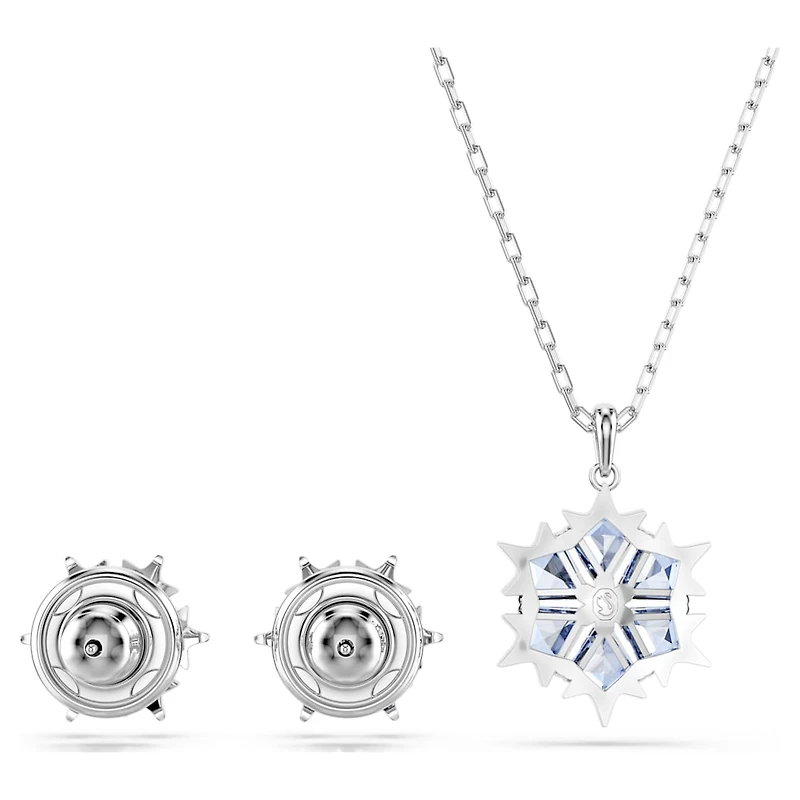 Magic set, Snowflake, Blue, Rhodium plated by SWAROVSKI