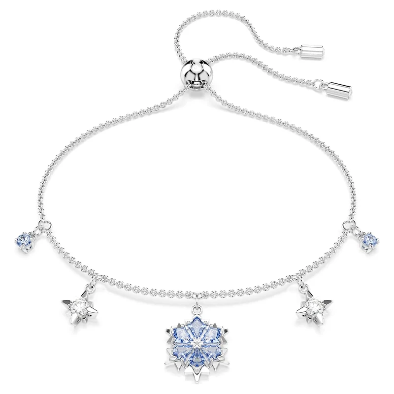 Magic bracelet, Snowflake, Blue, Rhodium plated by SWAROVSKI