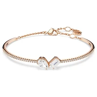 Mesmera bangle, Mixed cuts, White, Rose gold-tone plated by SWAROVSKI