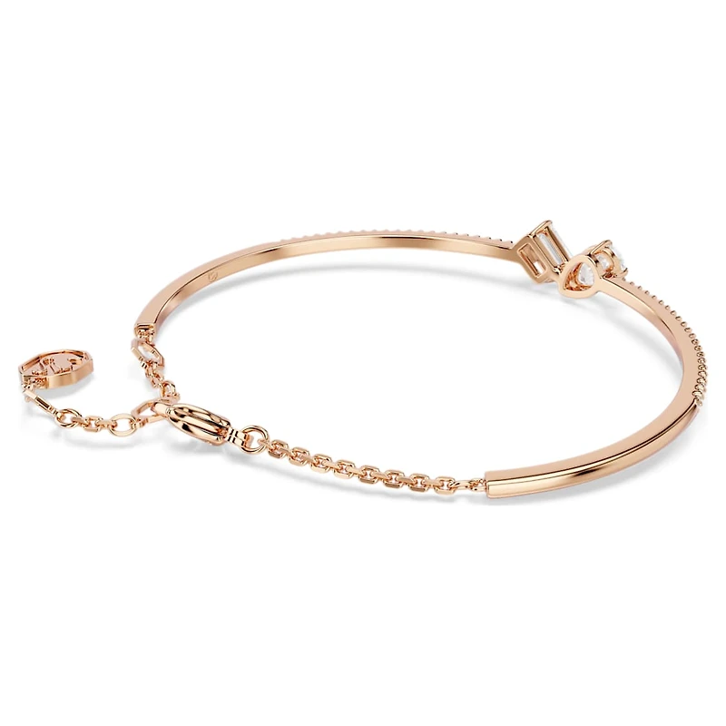 Mesmera bangle, Mixed cuts, White, Rose gold-tone plated by SWAROVSKI