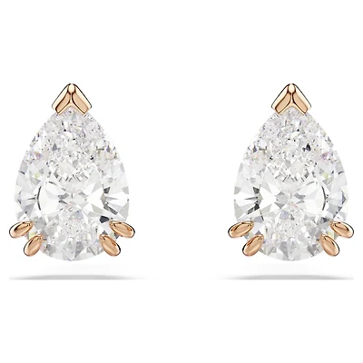 Stilla stud earrings, Pear cut, White, Rose gold-tone plated by SWAROVSKI