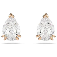 Stilla stud earrings, Pear cut, White, Rose gold-tone plated by SWAROVSKI