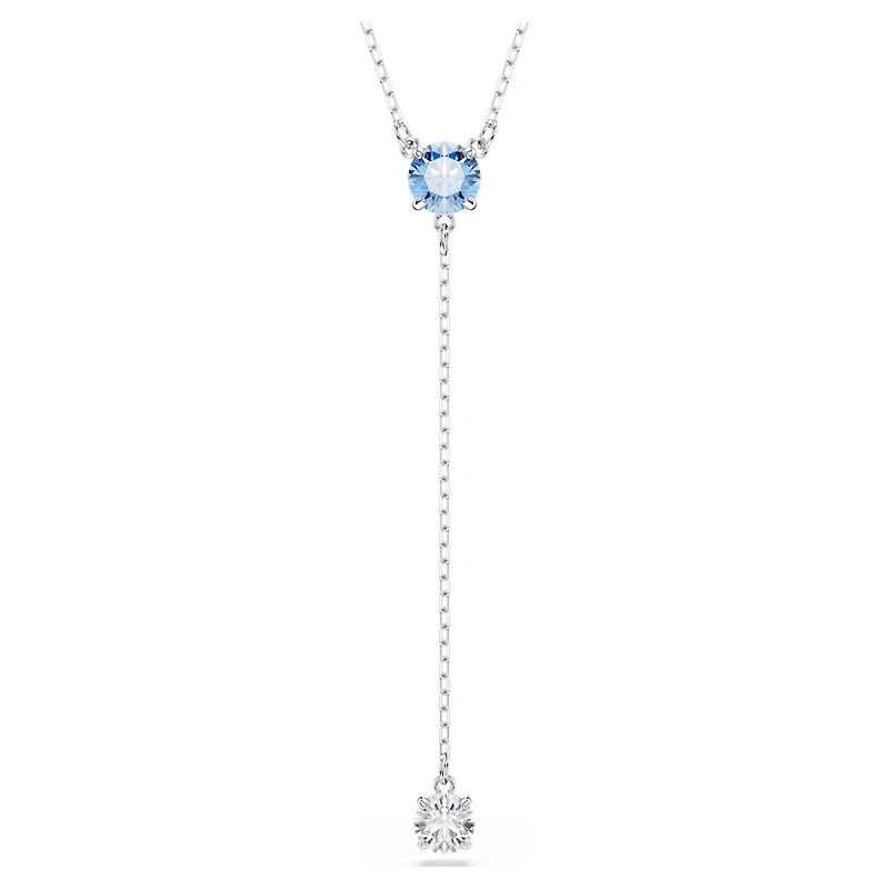 Stilla Attract Y necklace, Round cut, Blue, Rhodium plated by SWAROVSKI