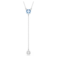 Stilla Attract Y necklace, Round cut, Blue, Rhodium plated by SWAROVSKI