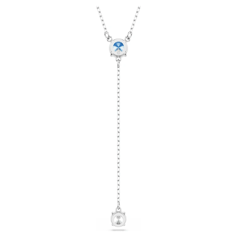 Stilla Attract Y necklace, Round cut, Blue, Rhodium plated by SWAROVSKI