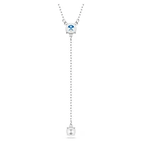 Stilla Attract Y necklace, Round cut, Blue, Rhodium plated by SWAROVSKI