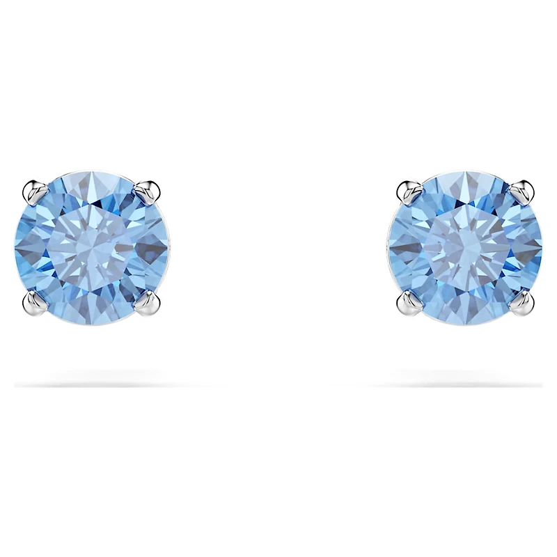 Stilla Attract stud earrings, Round cut, Blue, Rhodium plated by SWAROVSKI
