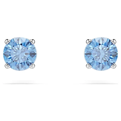 Stilla Attract stud earrings, Round cut, Blue, Rhodium plated by SWAROVSKI