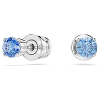 Stilla Attract stud earrings, Round cut, Blue, Rhodium plated by SWAROVSKI