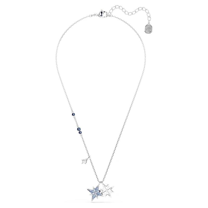 Symbolica pendant, Star, Blue, Rhodium plated by SWAROVSKI