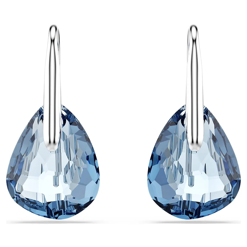 Galet drop earrings, Blue, Rhodium plated by SWAROVSKI