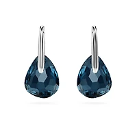 Galet drop earrings, Dark blue, Rhodium plated by SWAROVSKI