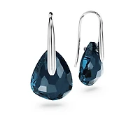 Galet drop earrings, Dark blue, Rhodium plated by SWAROVSKI