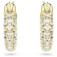 Dextera hoop earrings, Pavé, Mini, White, Gold-tone plated by SWAROVSKI
