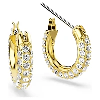 Dextera hoop earrings, Pavé, Mini, White, Gold-tone plated by SWAROVSKI