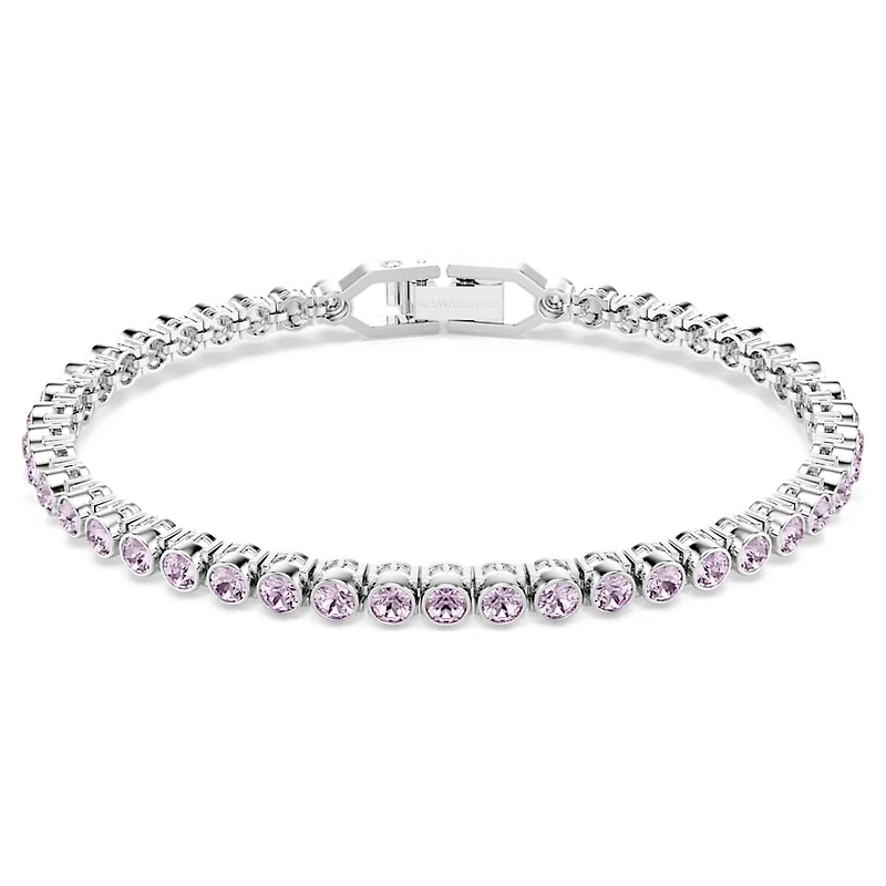 Imber Emily Tennis bracelet, Round cut, Purple, Rhodium plated by SWAROVSKI