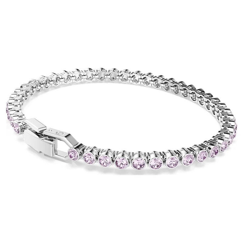 Imber Emily Tennis bracelet, Round cut, Purple, Rhodium plated by SWAROVSKI