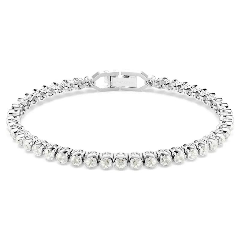 Imber Emily Tennis bracelet, Round cut, Grey, Rhodium plated by SWAROVSKI