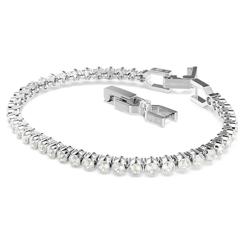 Imber Emily Tennis bracelet, Round cut, Grey, Rhodium plated by SWAROVSKI