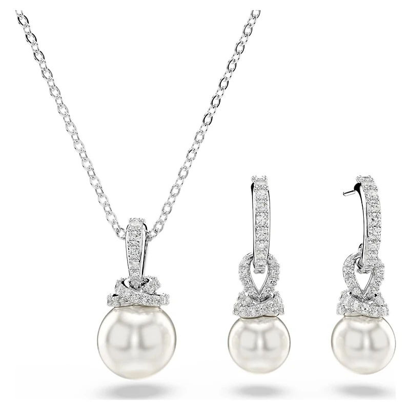 Originally set, Pavé, Crystal pearl, White, Rhodium plated by SWAROVSKI