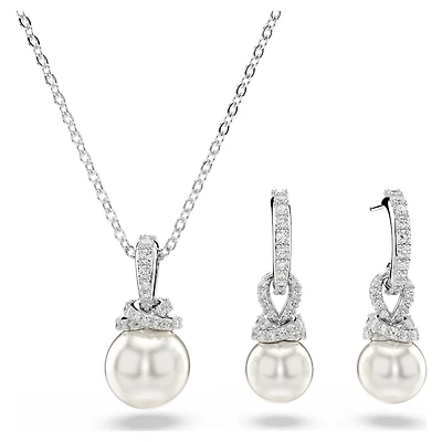 Originally set, Pavé, Crystal pearl, White, Rhodium plated by SWAROVSKI