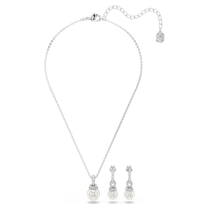 Originally set, Pavé, Crystal pearl, White, Rhodium plated by SWAROVSKI