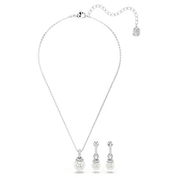 Originally set, Pavé, Crystal pearl, White, Rhodium plated by SWAROVSKI