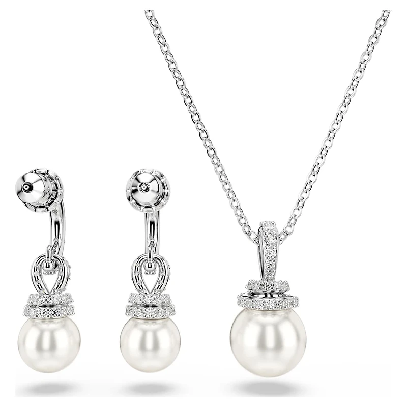 Originally set, Pavé, Crystal pearl, White, Rhodium plated by SWAROVSKI