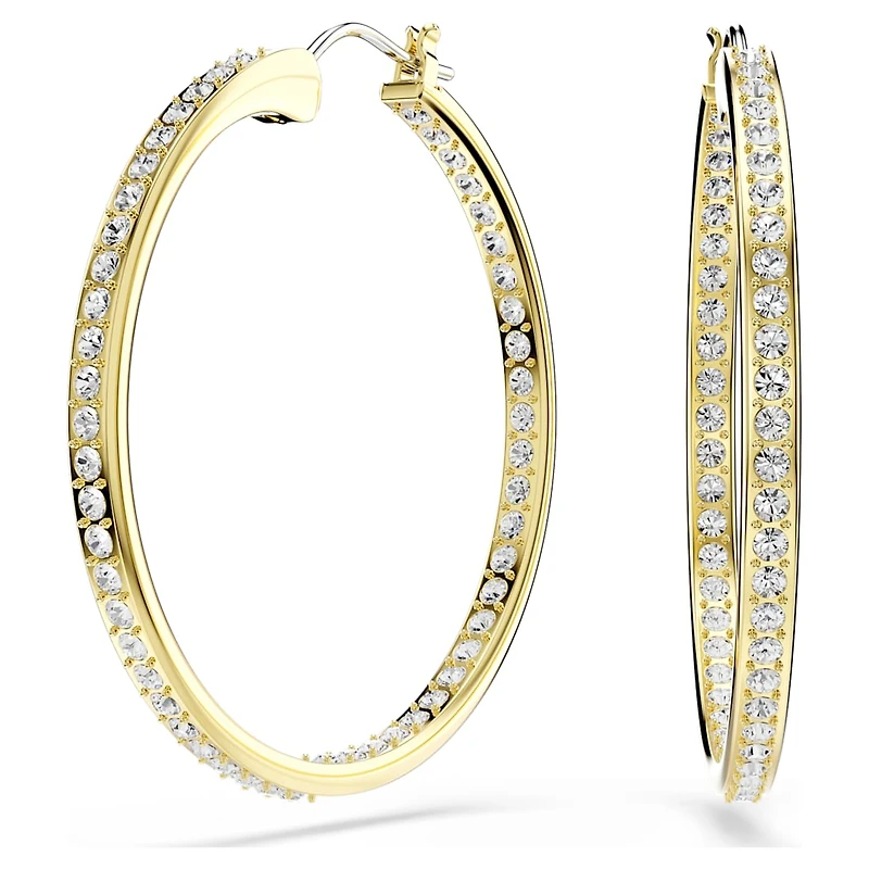 Sommerset hoop earrings, White, Gold-tone plated by SWAROVSKI