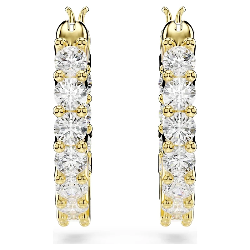 Matrix Vittore hoop earrings, Round cut, White, Gold-tone plated by SWAROVSKI