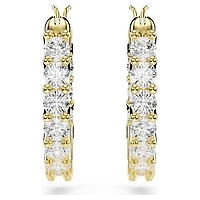 Matrix Vittore hoop earrings, Round cut, White, Gold-tone plated by SWAROVSKI