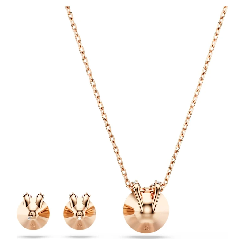 Bella V set, Round cut, White, Rose gold-tone plated by SWAROVSKI