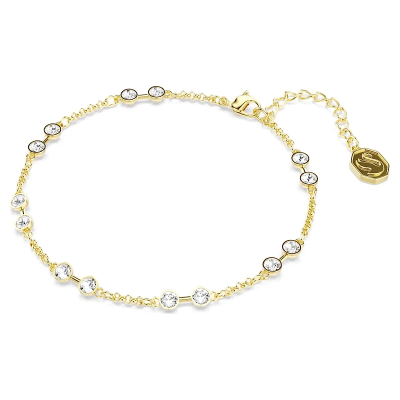 Swarovski Remix Collection strand, Round cut, White, Gold-tone plated by SWAROVSKI