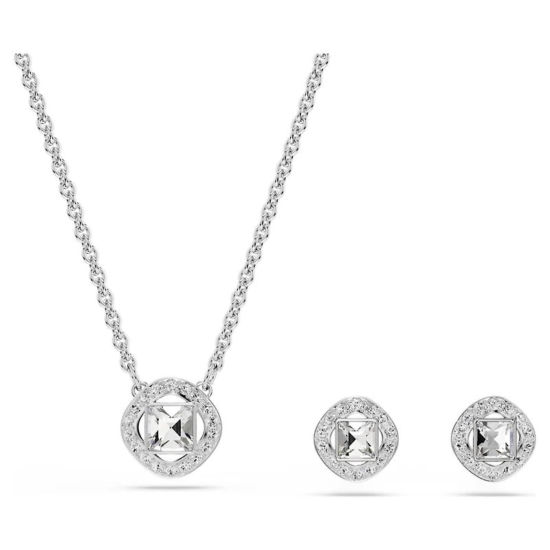 Una Angelic set, Round cut, White, Rhodium plated by SWAROVSKI