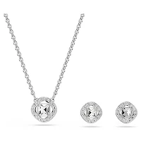 Una Angelic set, Round cut, White, Rhodium plated by SWAROVSKI